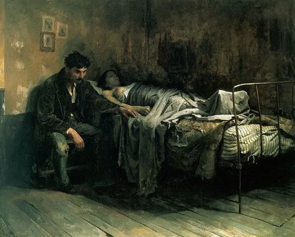 У пасцелі хворага.